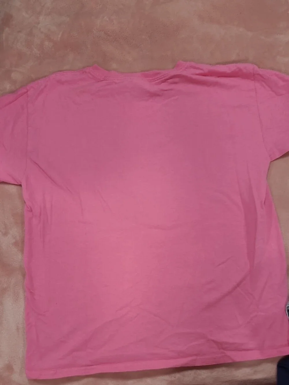 Gildan Pink Tee with Black Cat and Orange Pumpkin Graphic